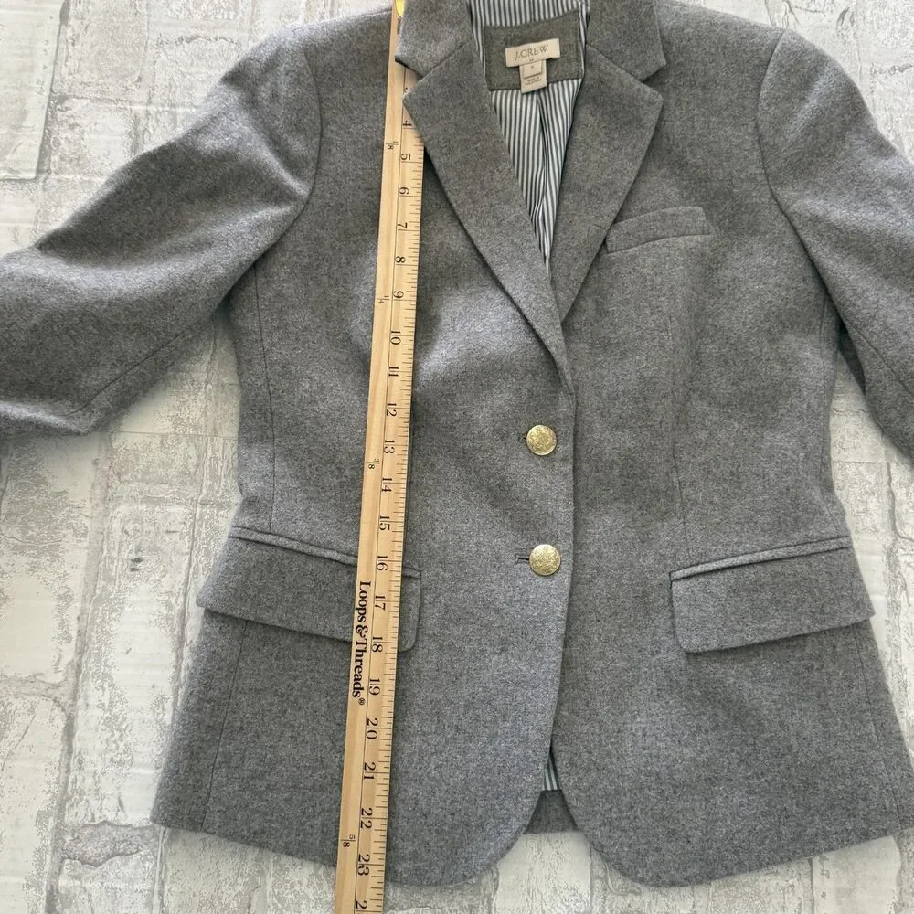 J Crew Schoolboy Heather Gray Wool Crest Button Preppy Academia Blazer Jacket 0